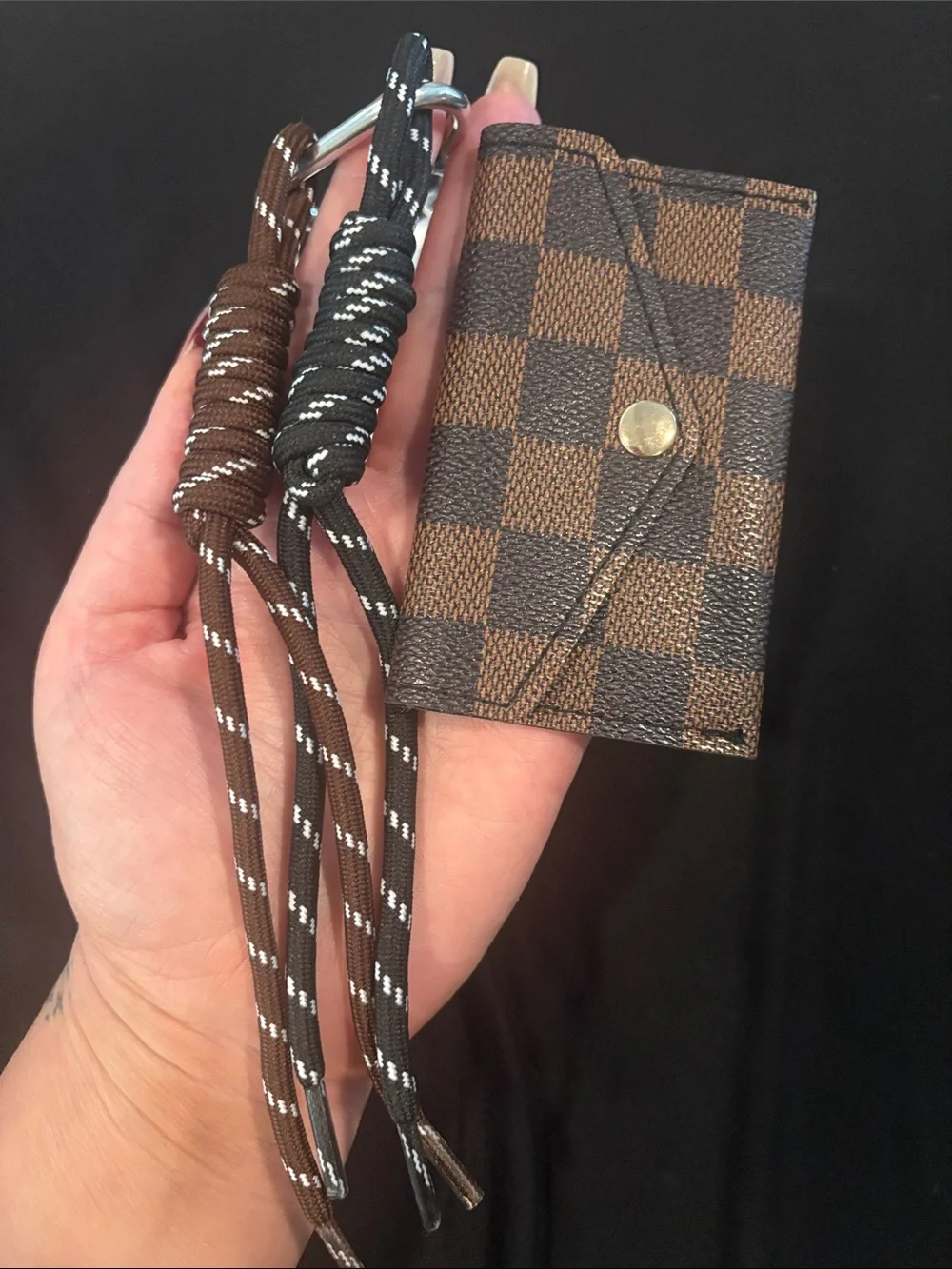 Yolanda Jewelry Fashion Brown Check Card Holder Keychain